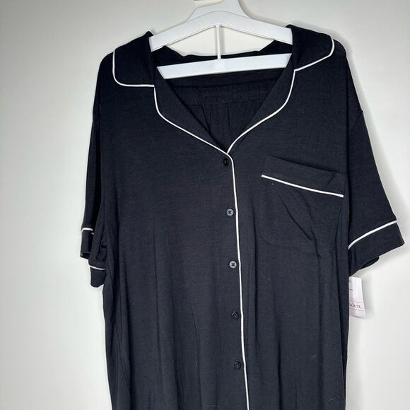 Auden Black Pajama Set with White Piping - Picture 3 of 4
